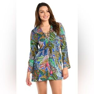 La Blanca Blue Green Tie‎ Front Tunic